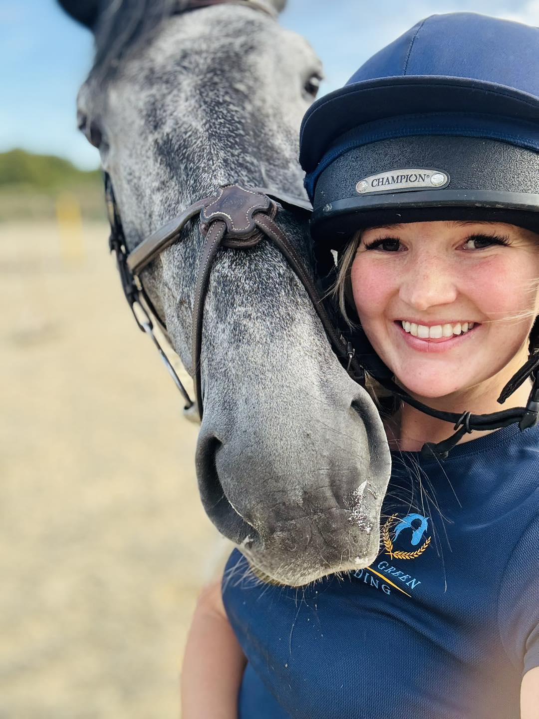 Girl with horse in private lesson